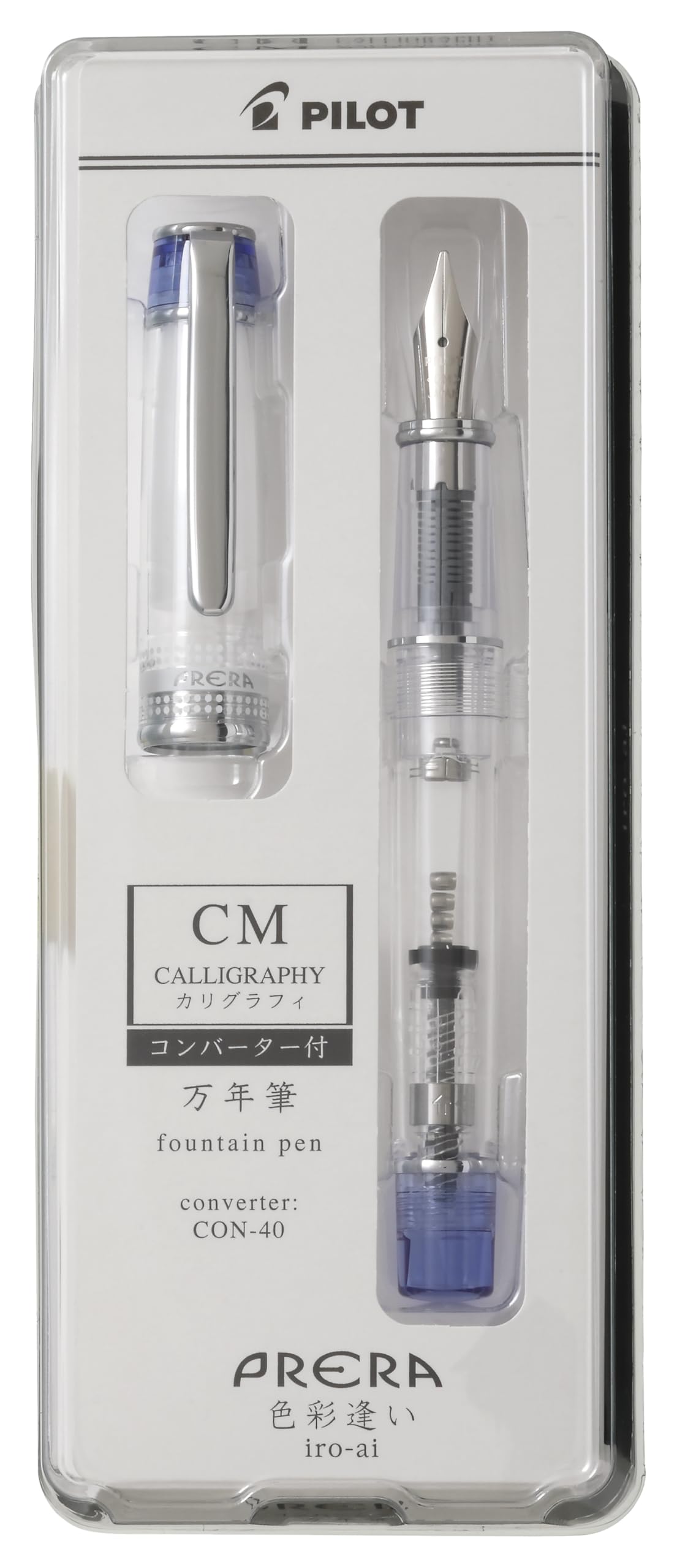 

PILOT Prera Color Encounter CM Calligraphy Fountain Transparent PFPR1TLCM Pen, Blue,