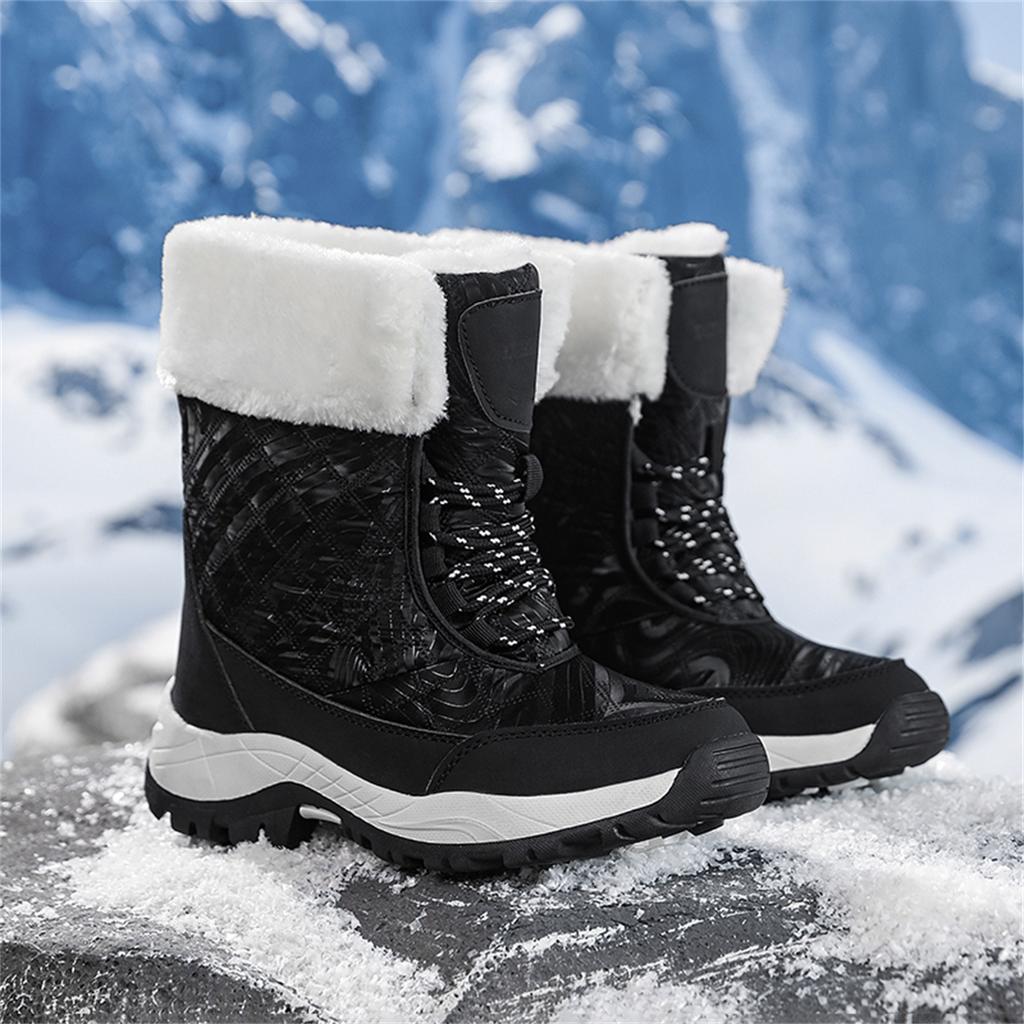 TUINANLE Winter Thick Women's Snow Boots Warm Plush Mid-calf Boots Non Slip Platform Snow Boot Casual Female White Shoes