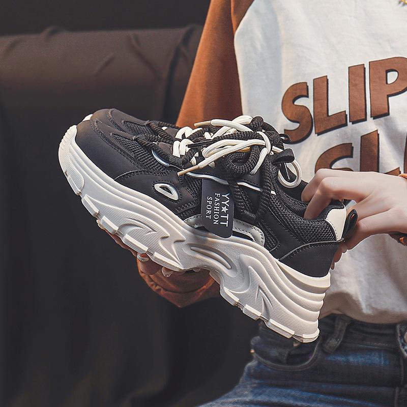 In mesh low-top dad shoes spring new breathable student sports heightening casual shoes