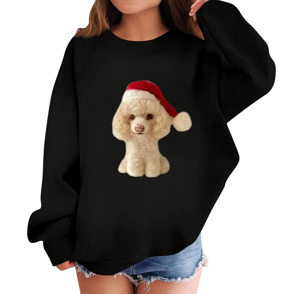 Children's Fashionable Casual Long-sleeved Loose Christmas Print Pullover Sweatshirt
