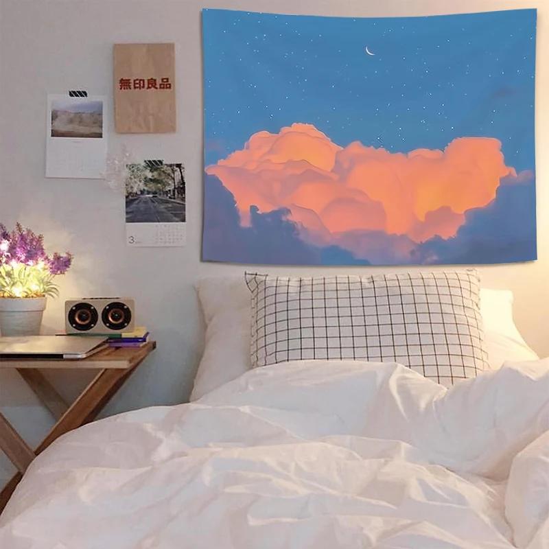 Sunlit Tulip Garden Tapestry  Vibrant Pink Flowers  Sparkling Water  Unique Wall Art for Home Decor Living Room  Gift Idea