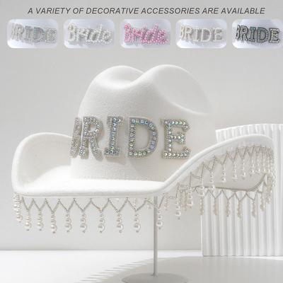 Luxurious Pearls Cowboy Hats Bride Hat Panama Hat for Bachelorette Party Cowboy Hats for Club Stage Shows