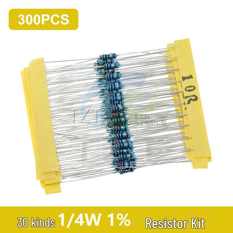 1% Precision Metal Film Resistor Pack: 30 Common 1/4W Five-Color Ring Values, 20 Pieces Each