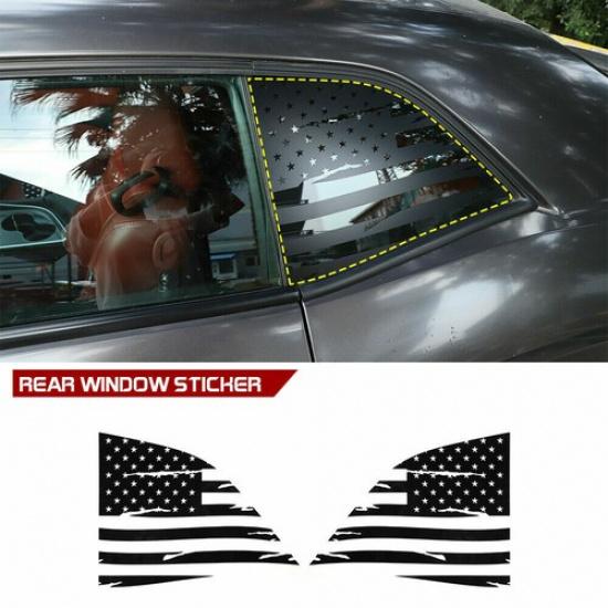 2pcs Rear Window Trim Cover Stickers For Dodge Challenger 2008 up n flag