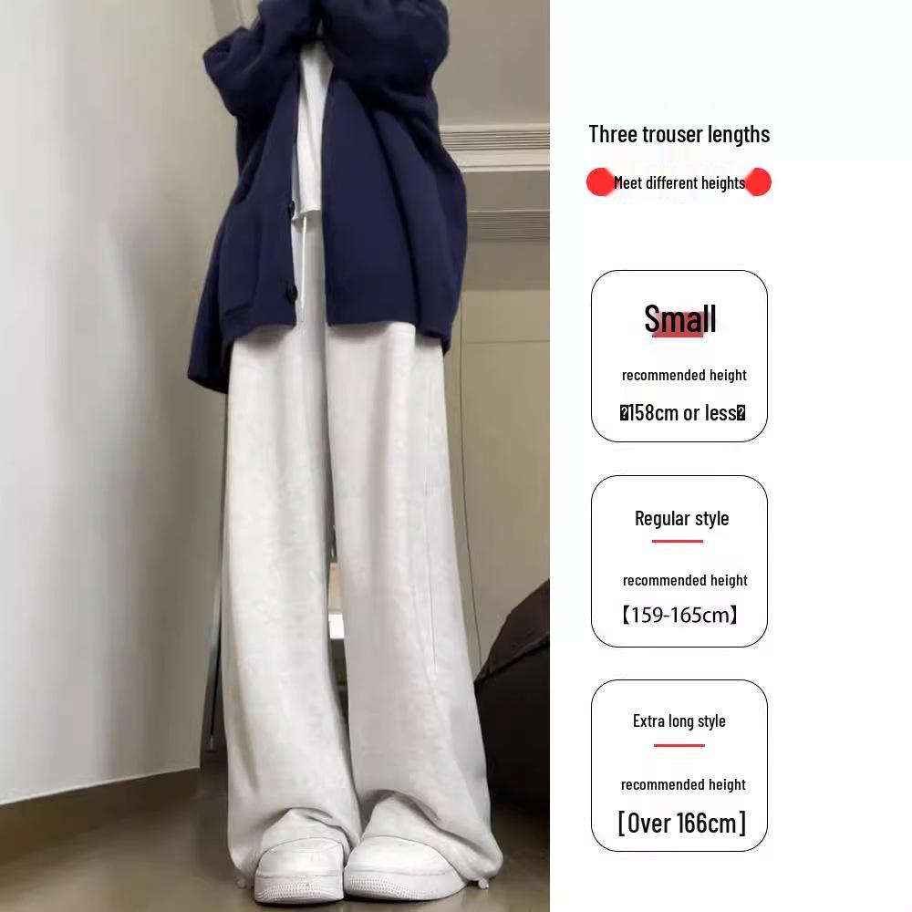 2024 Damen Weiß-Grau Hochtailliert Locker Weitbein Lässige Schlankmachende Jogginghose