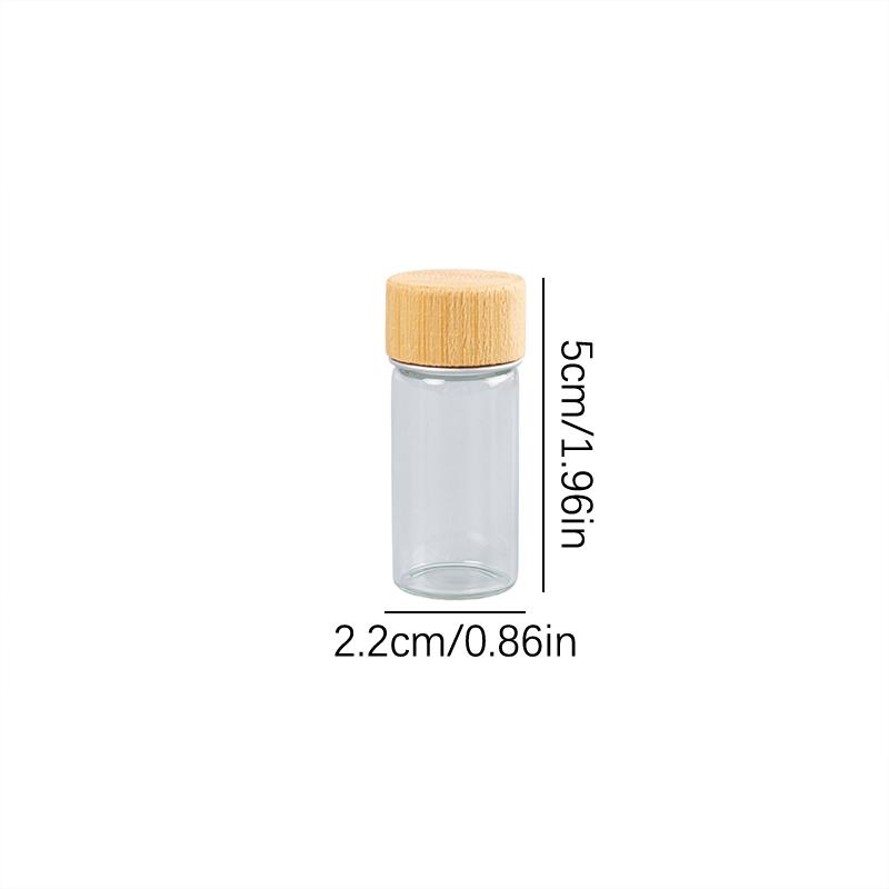 1Pc Clear Glass Bottles With Bamboo Wood Cap Empty Spice Bottles Sealed Reagent Bottle Diy Crafts Decoration Empty Small Jar