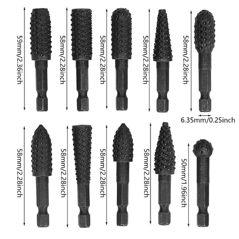 Efficient Hexagonal Shank Rotary Burr Rasp Set for Professional Wood Carving Sculpting & Detailed Finishing In Woodwork