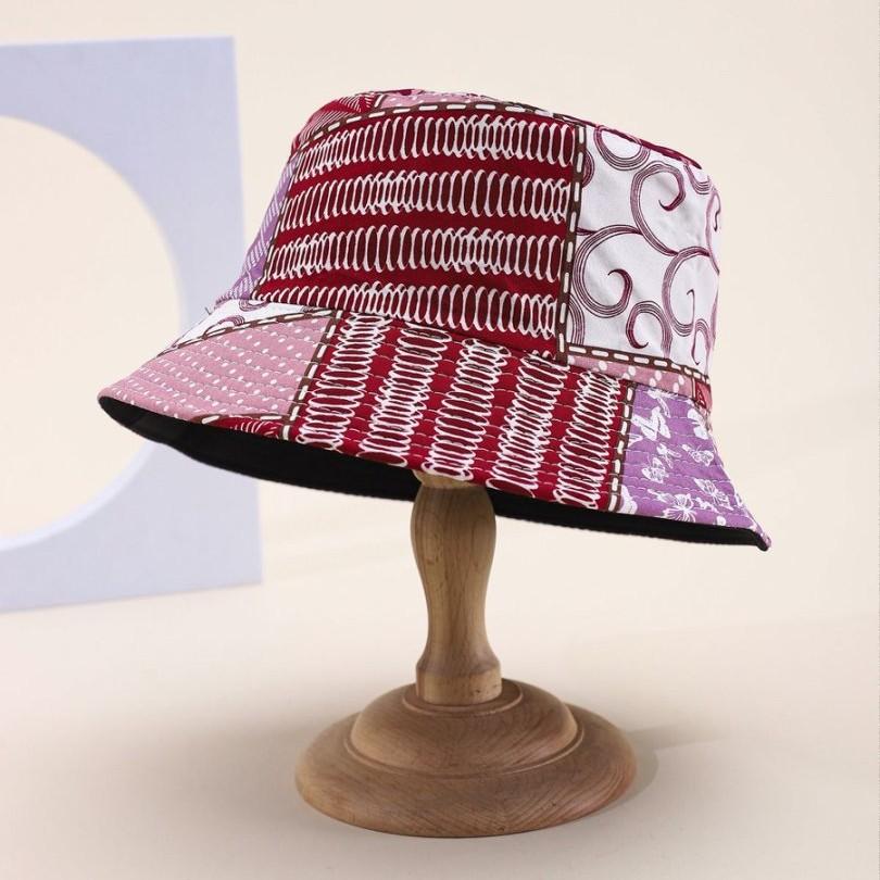 Bucket Hat Color Matching Printing Double-Sided Basin Hat Four-Season Sunshade Sunscreen Casual Hat Female Tide