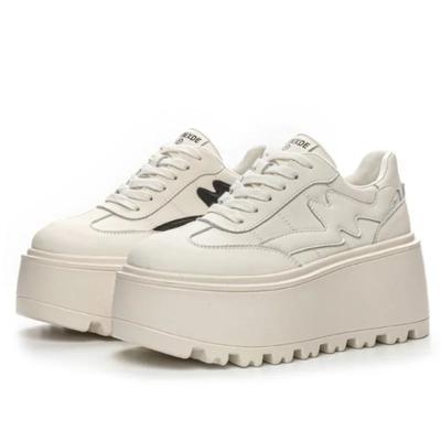 Fashion 8cm Mixed Color Ladies Vulcanize Shoes Genuine Leather Spring Autumn Lace Up Stable High Platform Sneakers Women Fashion Shoes