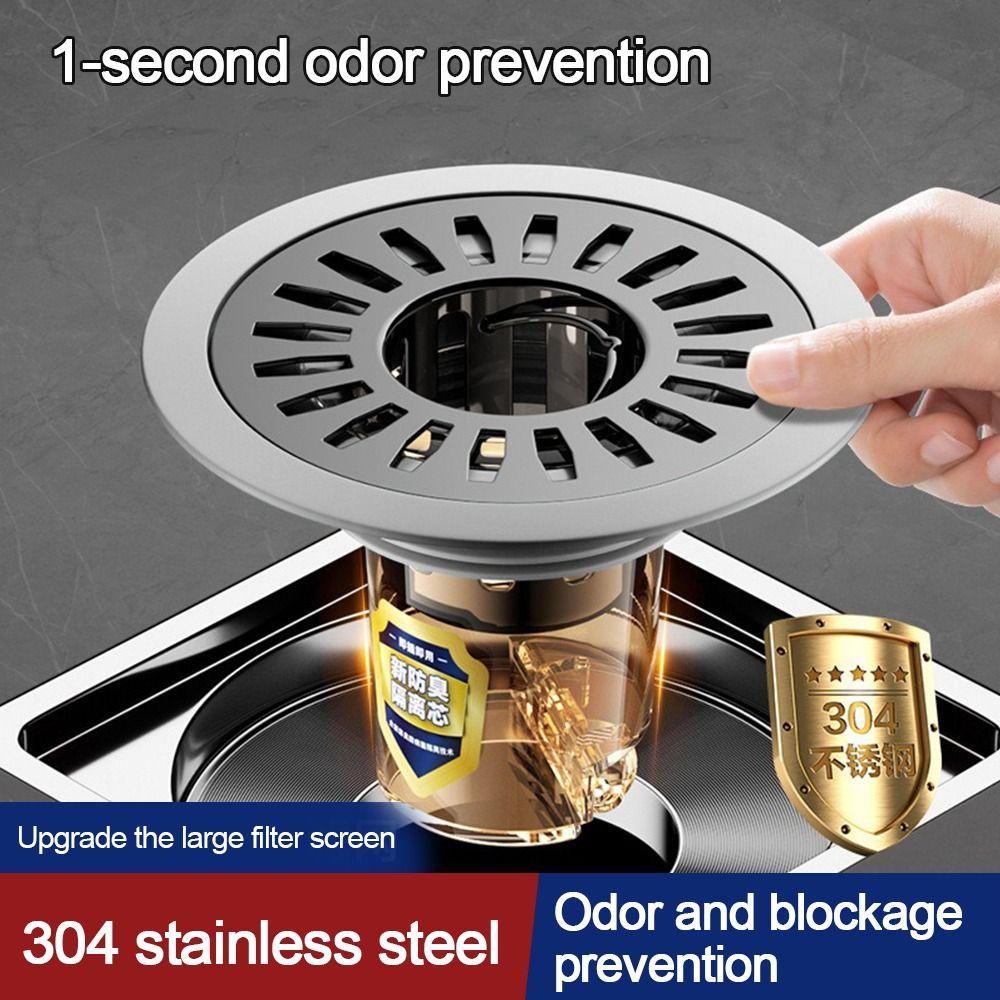 Stainless Steel Floor Drain Core Insect Proof Anti Odor Removable Seal Stopper Easy Install Odor Control Basin Drain Filter