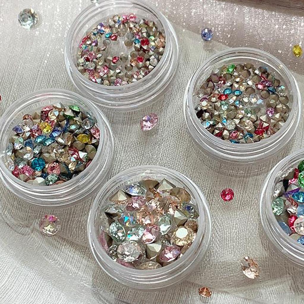 50/100 Pcs Shiny  Nail Art  Colorful 3D Pointed Bottom Diamond Nail Charms Gemstones For Diy Decoration