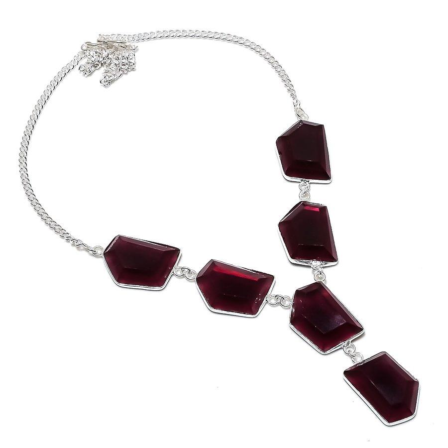 

Natural Amethyst Gemstone Handmade 925 Sterling Silver Jewelry Necklace 18 b9h32