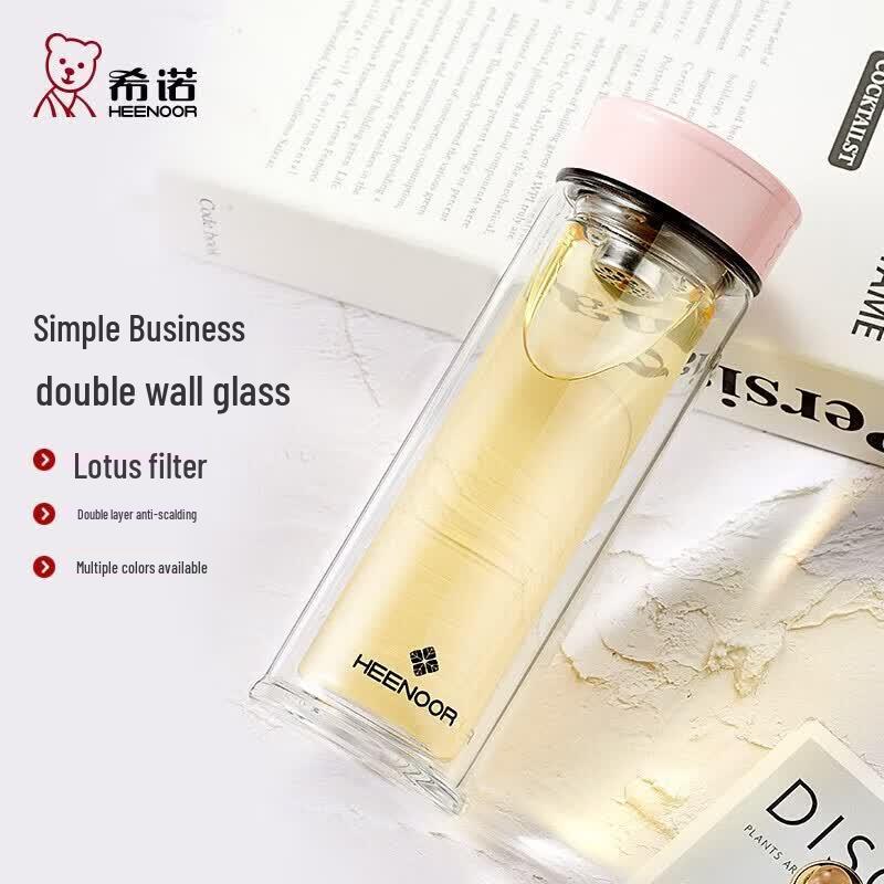 Heenoor Double-Layer Insulated Glass Tea Cup