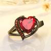 Anelli di coppia con ciondolo per uomo in acciaio inossidabile, anello con drago celtico, cuore, zircone rosso, set di anelli nuziali per donna, gioielli per San Valentino