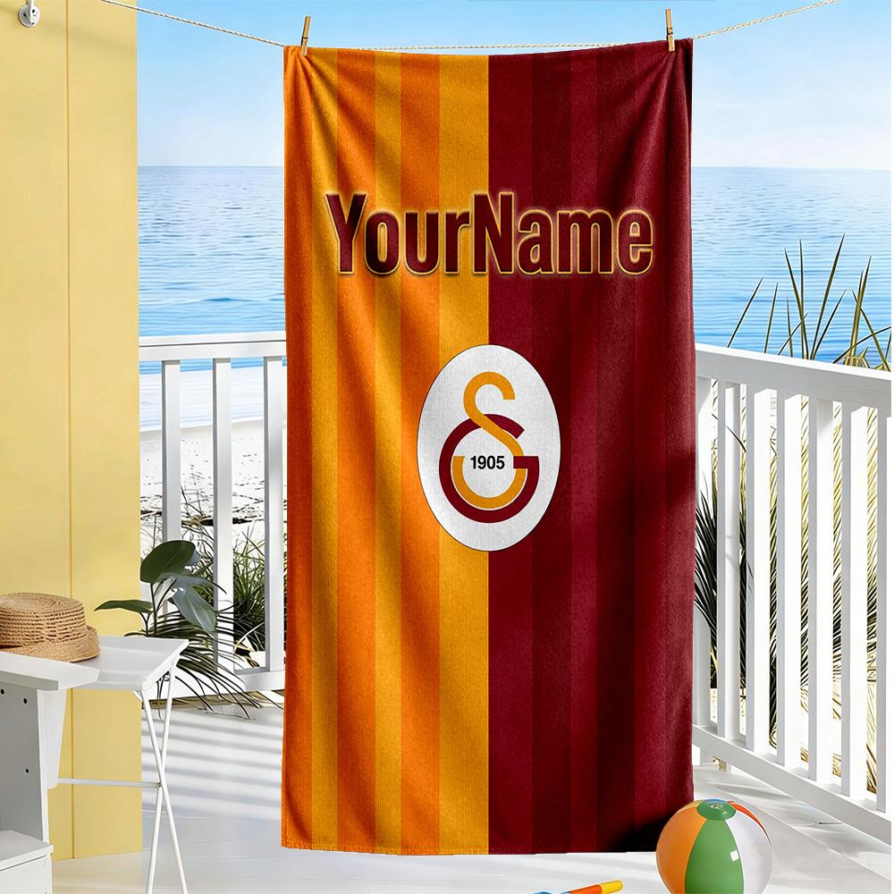 Galatasaray Customize Text Beach Towel Super Soft & Absorbent Suitable for Swimming Gym Camping Yoga Vacation