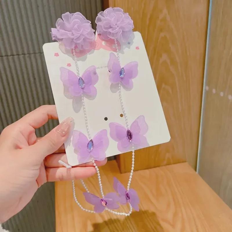 Handmade Butterfly Pearl Chain Braided Hairpin: Fairy Princess Style