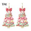 Christmas Jewelry for Women 2D Acrylic Earrings, Colorful Tree Dangle Earrings with Bow Holiday Party Decor, Lightweight Drop Jewelry, Decorations