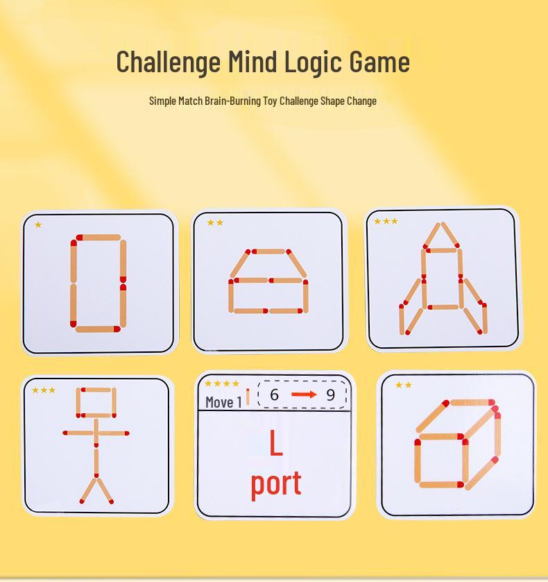 Classic Wooden Matchstick Puzzle: Educational Toy for Children's Math and Logic Training