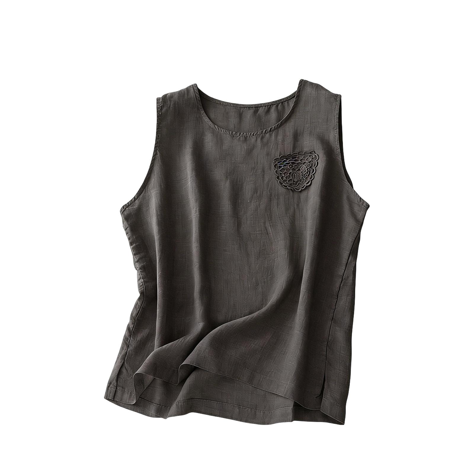 Women s Cotton And Linen Fashionable Loose Casual Sleeveless Vest M