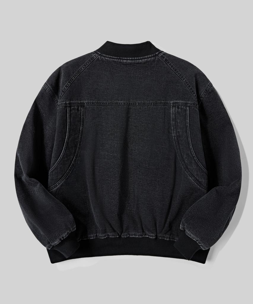 Verdnt Boa Fleece Denim Bomber Jacket [Black]