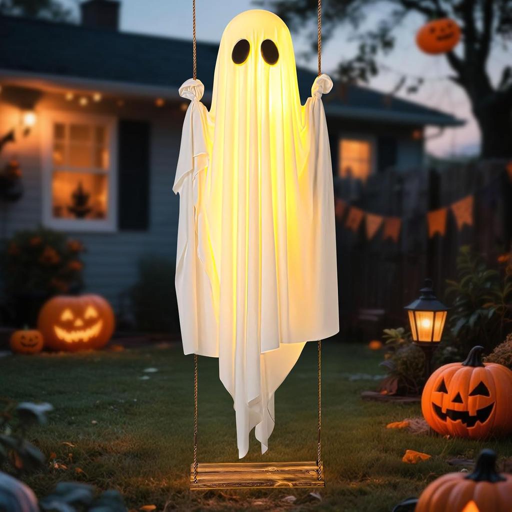 120 cm Halloween Decorative Ghost Hanging Ghost Decoration with Fairy Lights