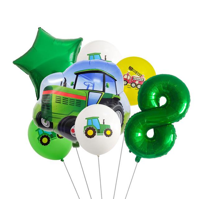 Green Tractor Birthday Decoration Tableware Balloons Cup Plate Truck Vehicle Excavator Kids Boys Party Favors Gift Baby Shower