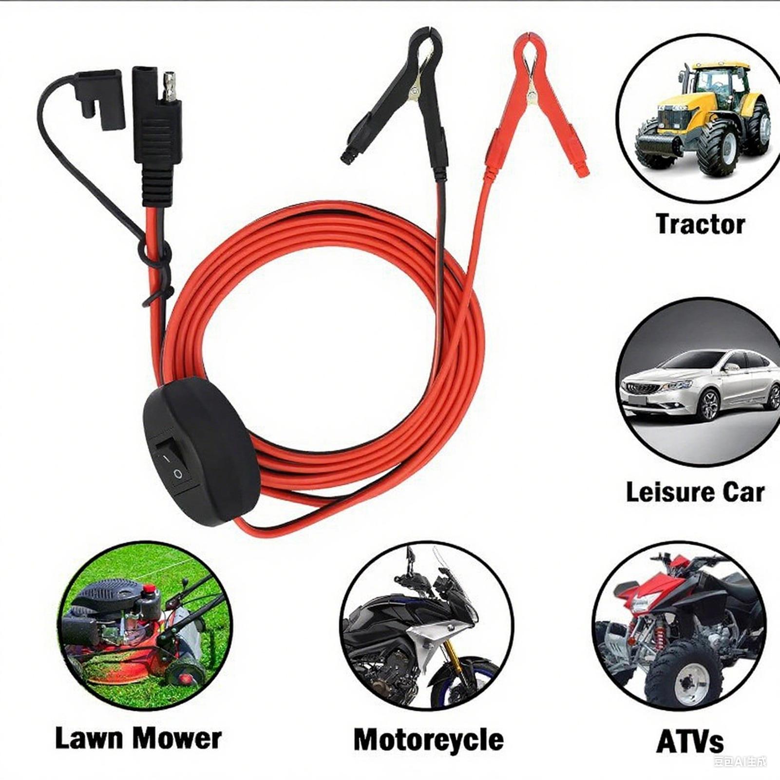 Кабель SAE 12-24 В Кабель для зарядки аккумулятора с кнопкой Быстроразъемный адаптер SAE для автомобиля Газонокосилка Квадроцикл Дом на колесах Мотоцикл Прицеп CHINA