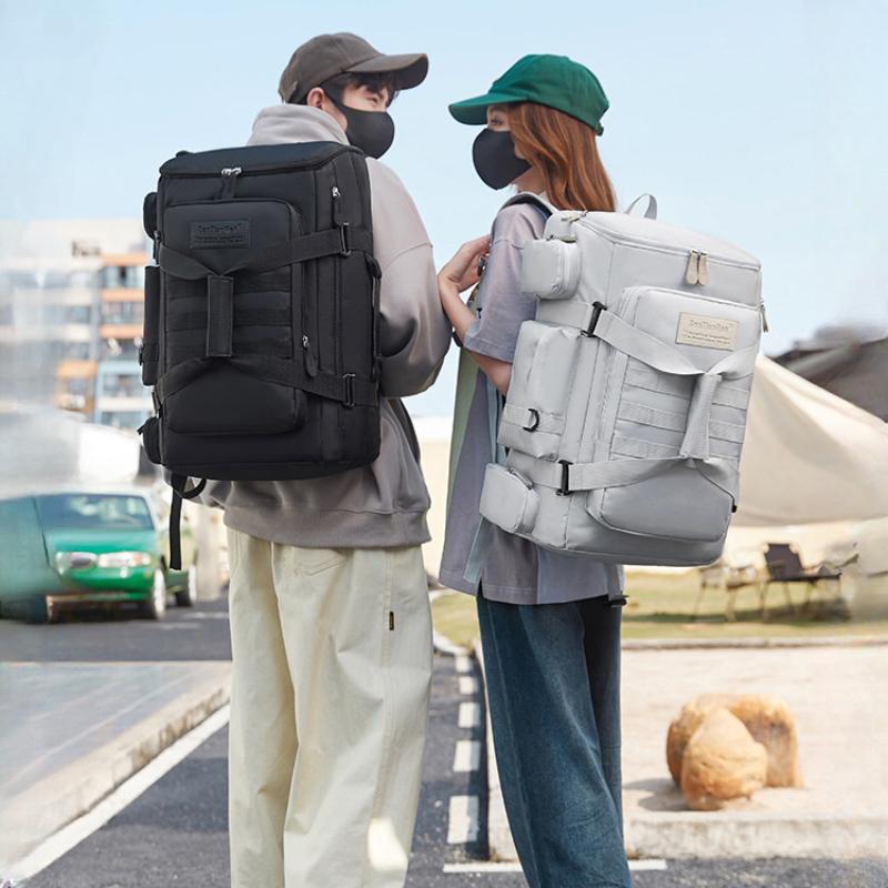 Trendy Waterproof Nylon Travel Backpack Long-distance Touring Business Trip Luggage Bag Detachable Handheld Strap College Student Computer Schoolbag