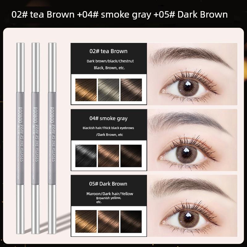 3 PCs Super Fine Eyebrow Pencil Female Eyeliner 2-in-1 Distinct Look Wild Eyebrow Anti-Lasting Non-Hydrophilic Decolorizing