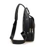 Simple and Fashionable Casual Solid Color PU Multifunctional USB Charging Zipper Man's Chest Bag Crossbody Bag for Commuting