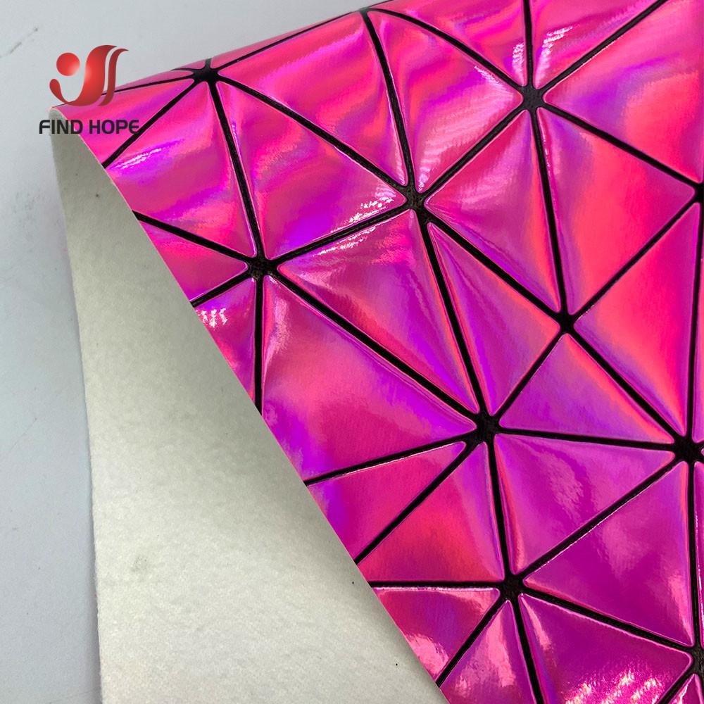 A5 A4 Laser Hologram PU Faux Leather Fabric Geometric Polygon texture for Bag Bow Craft DIY Jewelry Clothing Sewing Material
