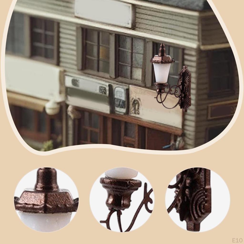 Miniature Wall Lamp Decoration DIY Projects Vintage Garden Model Luminous for 1/64 Building