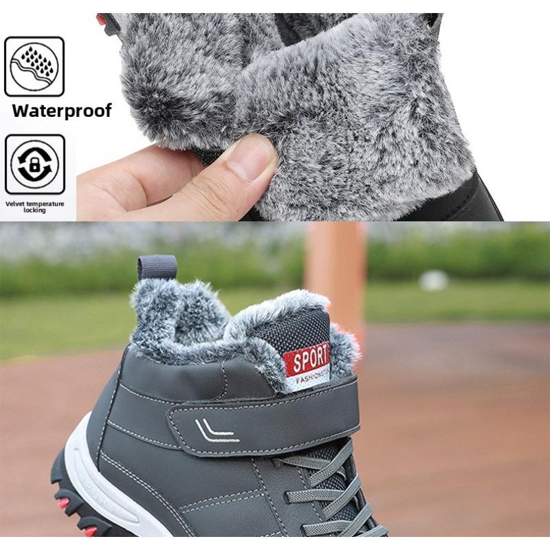Winter Neue Herren Plüsch Warme und Strapazierfähige Outdoor Wander Baumwollstiefel mit Klettverschluss Leichte und Bequeme Schneestiefel