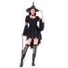 Damska Czarna Gotycka Sukienka Czarownicy Kostium na Halloween Występ Sceniczny Kobiety