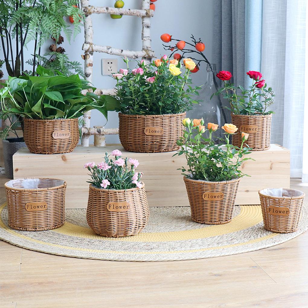 Woven er Basket Rattan Braided Succulent Storage Garden Plant Pot Manual Fruit Organizer Wedding Party Ornaments