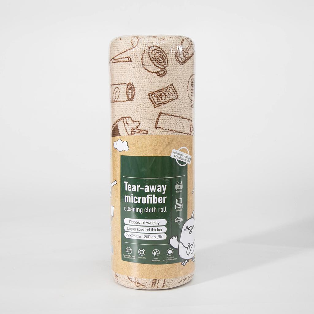 Ring green microfiber printed hand-torn rag multi-functional kitchen table washing cloth water-absorbing thickened lazy rag