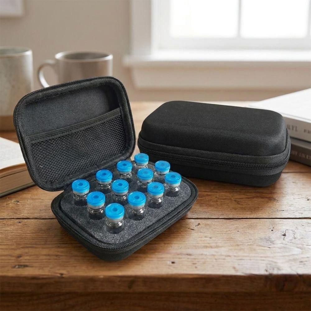 10 Slot Essential Oil Box Organizer Zippers Closure Insulin Vial Protector Medicine Storage