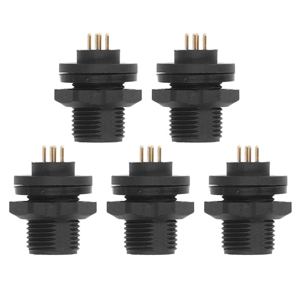 5 Stück E7 Gewindeplattenmontage Stifttyp Luftfahrtsteckverbinder 4 Adern 20AWG IP67 Wasserdicht Elektrisch