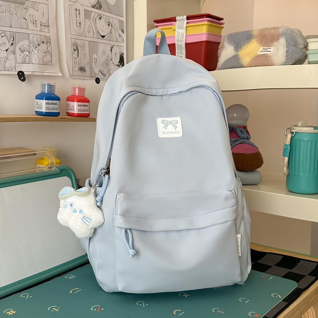 Schoolbag1011 new solid color milk yellow schoolbag female junior high school students campus large capacity backpack travel backpack wholesale