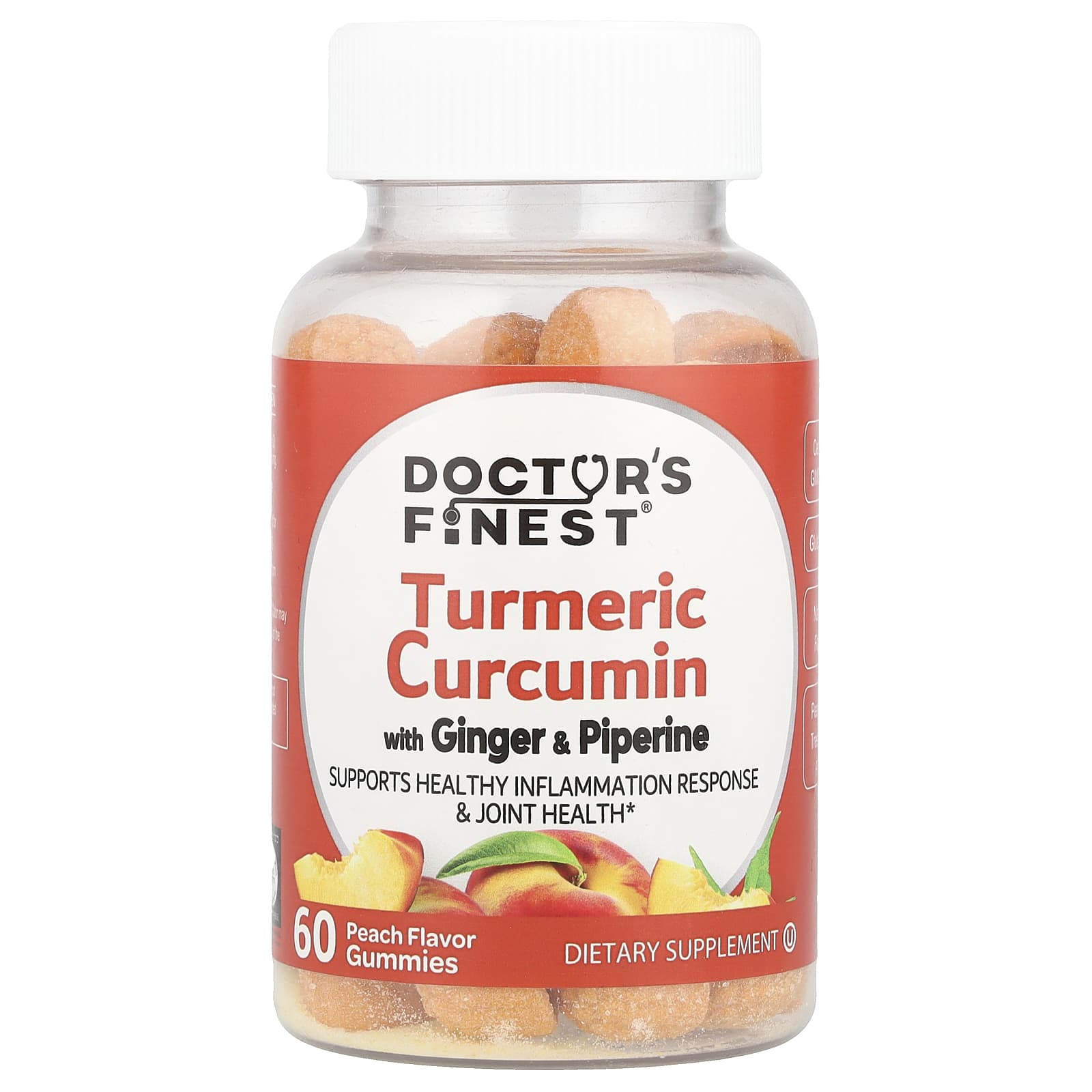 

Doctor S Finest, Turmeric Curcumin Gummies, with Ginger & Piperine, Peach, 60 Gummies