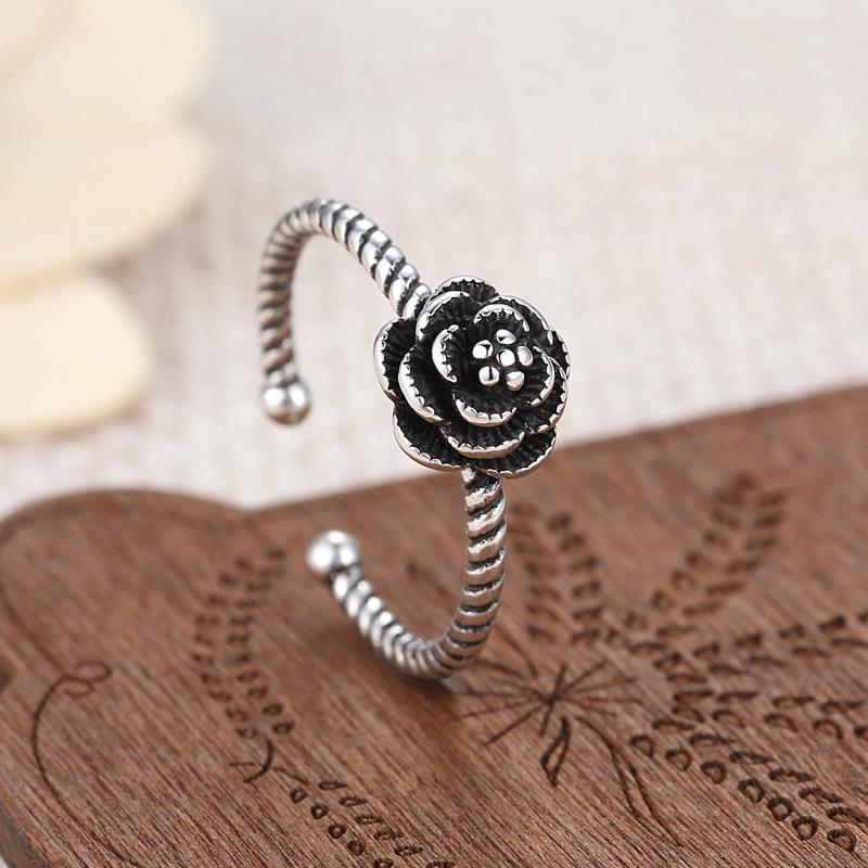 Women s Retro Rose Multi-layer Petal Adjustable Twist Ring Open Adjustable