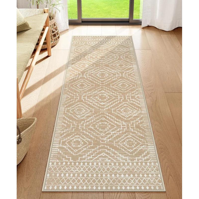 Southwestern Tribal Geometric Area Rug, Vintage Non Slip Washable Durable Mat For Entry Hall Kitchen Bedroom Home Decoration