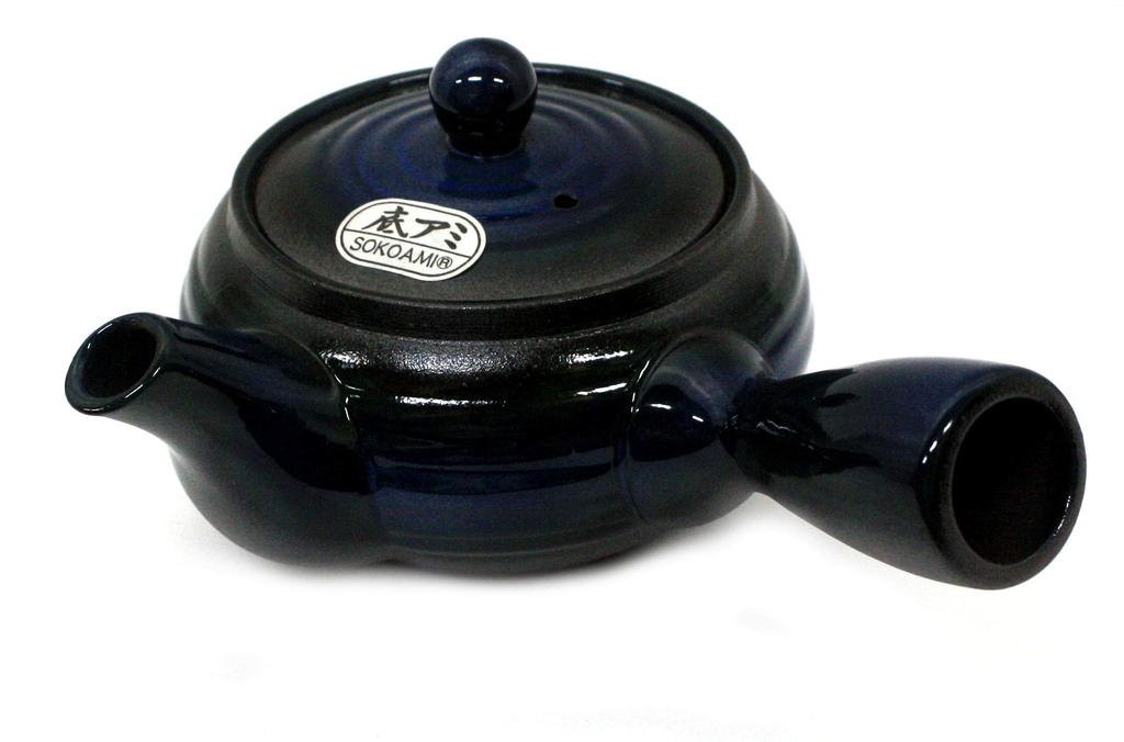 Hisamura Touki Blue Banko with a Mesh Flat Sea Cucumber Design Teapot, 330ml, Ware, Bottom,