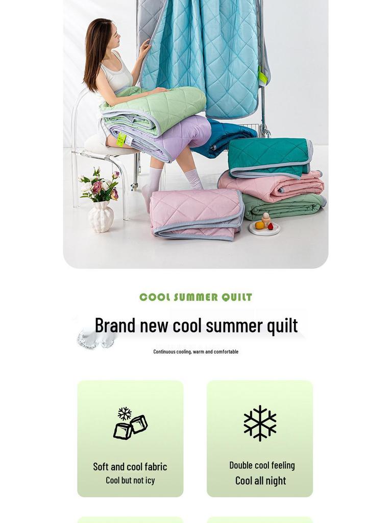 Silk Summer Cool Quilt - Ice Cream Style, Solid Color, Machine Washable, Air Conditioning, Thin & Lightweight for Students