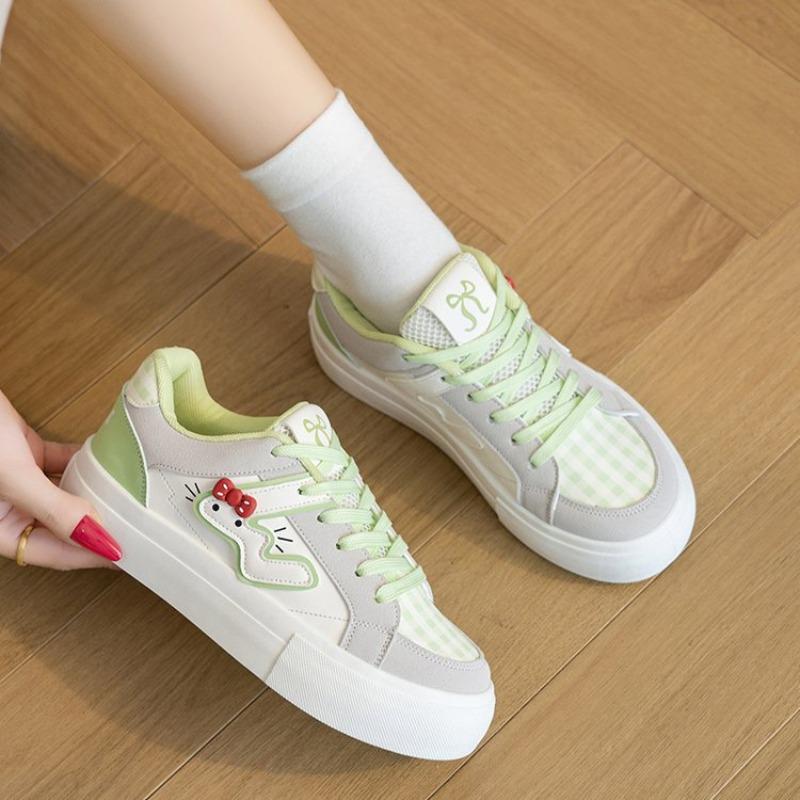 College style cute plaid white shoes dopamine color fashion women's shoes INS tide board shoes