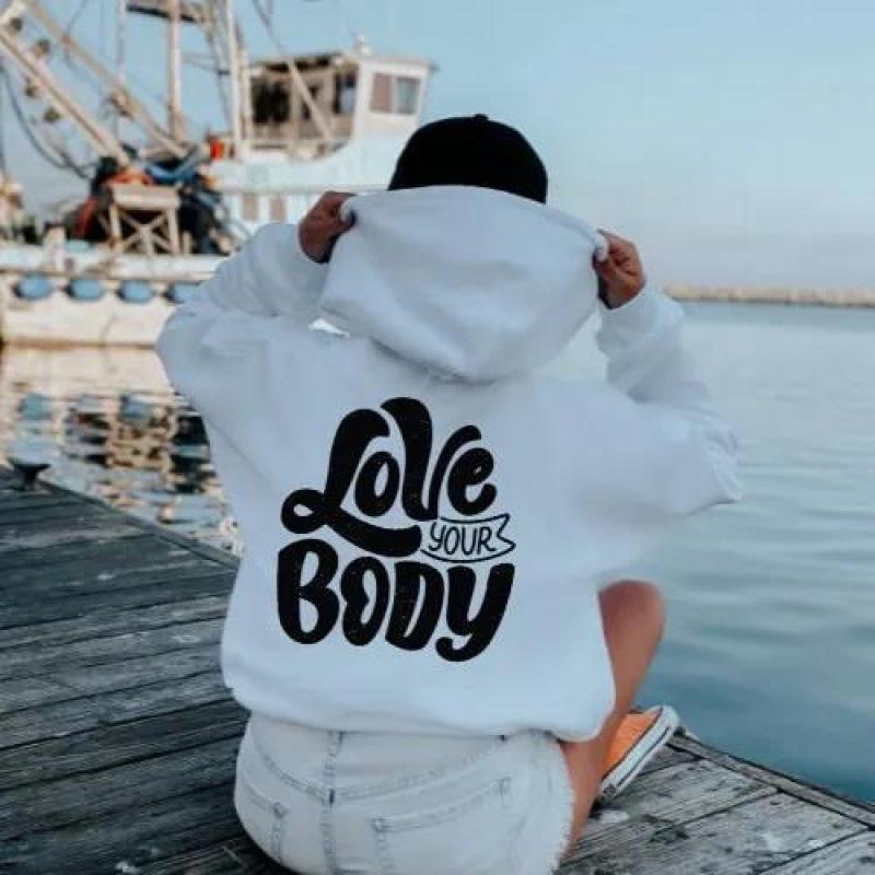 New European and American S-5XL men s and women s fashion down-sleeved hoodie, letter-printed fleece long-sleeved sweater S