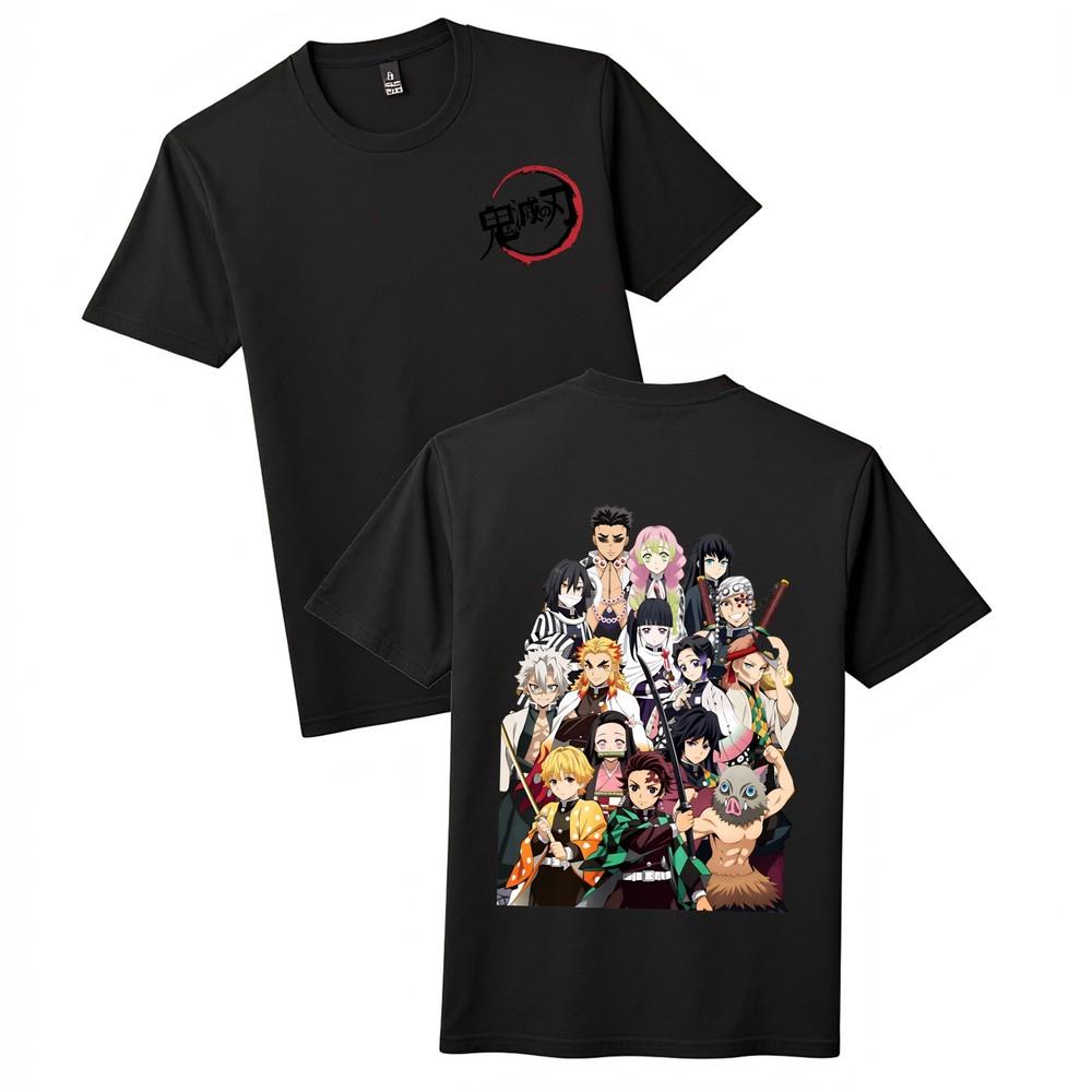 

Unisex Demon Slayer Double-Sided Graphic T-Shirt|Front Logo Back Group Anime Tee 4XL