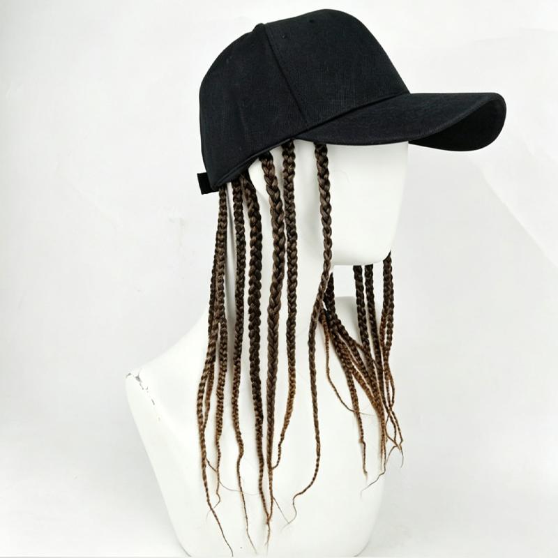 

Hat Wig for Women Baseball Cap with Braided Hair Attached Synthetic Box Braid Wig Hat Adjustable Cap with 14inch Black Brown Braids for Daily Use