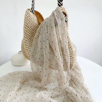 Japanese Rain And Dew Hemp Primary Color Polka Dot Dot Printed Scarf Breathable Thin Shawl Neck Protection Sun Protection Silk Scarf Women