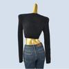 High Quality Thick Round Neck Ultra Short Long Sleeves Slim Fit Midriff-Baring Imitation Mink Knitting Bottoming Shirt Fall and Winter Women Pullover